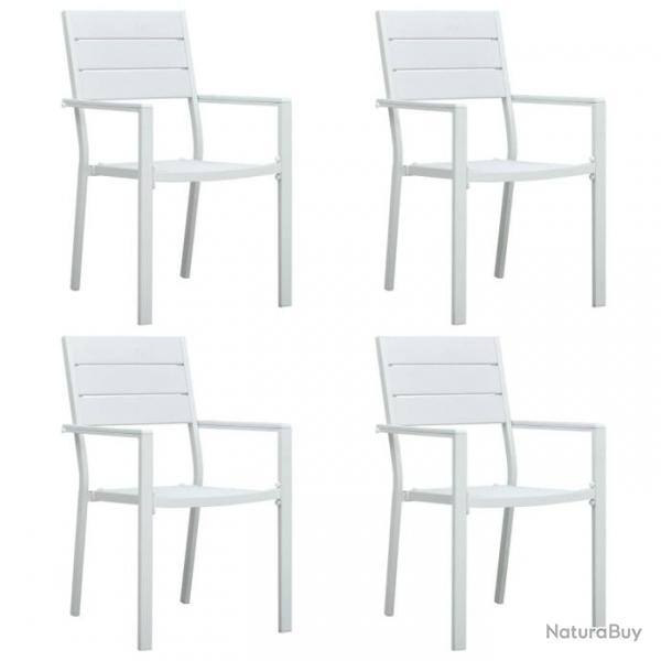 Chaises de jardin lot de 4 Blanc PEHD Aspect de bois alsavelo