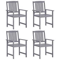 Chaises de jardin lot de 4 Bois massif d'acacia Gris alsavelo