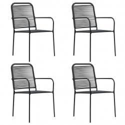 Chaises de jardin lot de 4 Corde en coton et acier Noir alsavelo