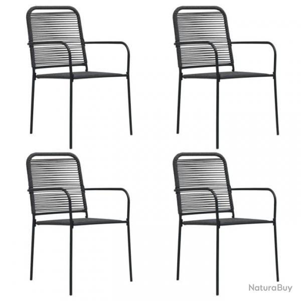 Chaises de jardin lot de 4 Corde en coton et acier Noir alsavelo