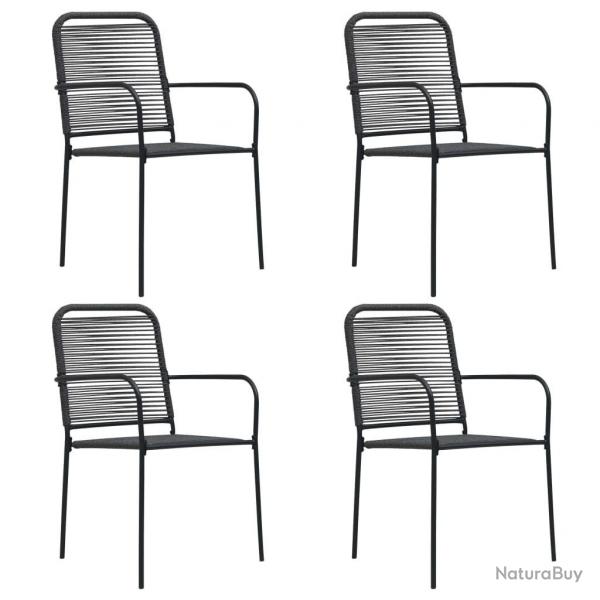 Chaises de jardin lot de 4 Corde en coton et acier Noir alsavelo