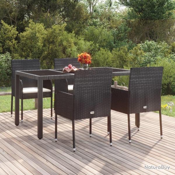 Chaises de jardin lot de 4 avec coussins Rsine tresse Noir alsavelo