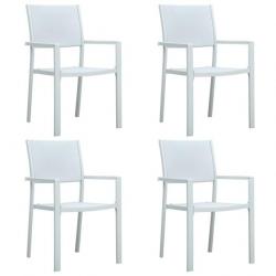 Chaises de jardin lot de 4 Blanc Plastique Aspect de rotin alsavelo