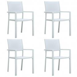 Chaises de jardin lot de 4 Blanc Plastique Aspect de rotin alsavelo