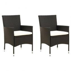 Chaises de jardin lot de 2 avec coussins Résine tressée Noir alsavelo