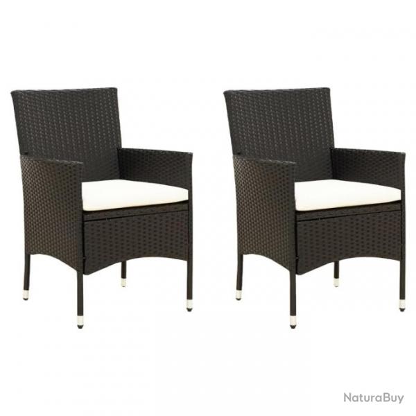 Chaises de jardin lot de 2 avec coussins Rsine tresse Noir alsavelo