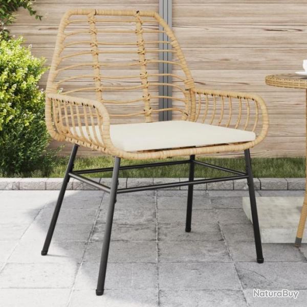 Chaises de jardin lot de 2 et coussins marron rotin alsavelo