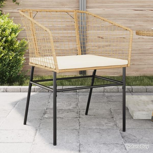 Chaises de jardin lot de 2 et coussins marron rotin alsavelo