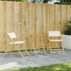 Chaises de bistro pliantes lot de 2 et coussins blanc crème alsavelo