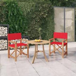 Chaises de metteur en scène lot de 2 Bois de teck massif Rouge alsavelo