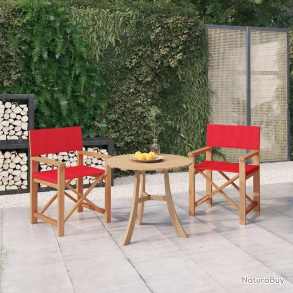 Chaises de metteur en scne lot de 2 Bois de teck massif Rouge alsavelo