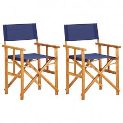 Chaises de metteur en scène lot de 2 Bois massif d'acacia bleu alsavelo