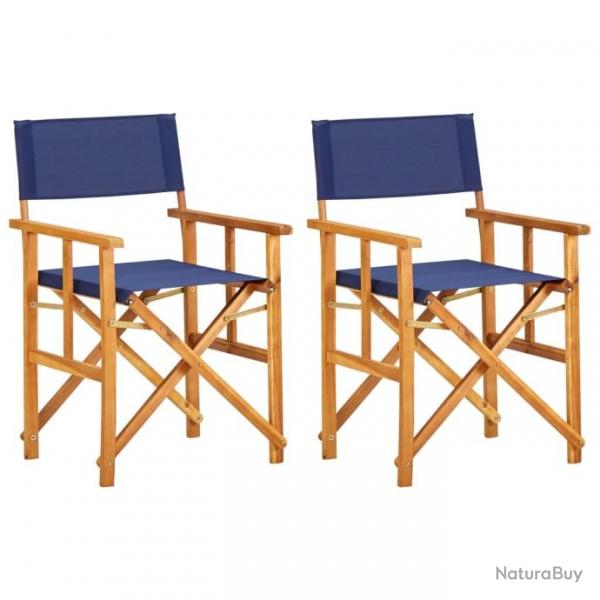 Chaises de metteur en scne lot de 2 Bois massif d'acacia bleu alsavelo