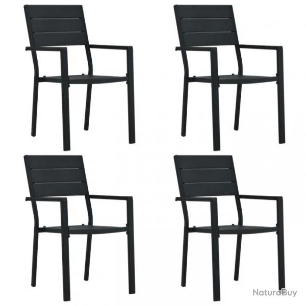 Chaises de jardin lot de 4 Noir PEHD Aspect de bois alsavelo