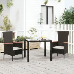 Chaises de jardin lot de 2 avec coussins Résine tressée Noir alsavelo