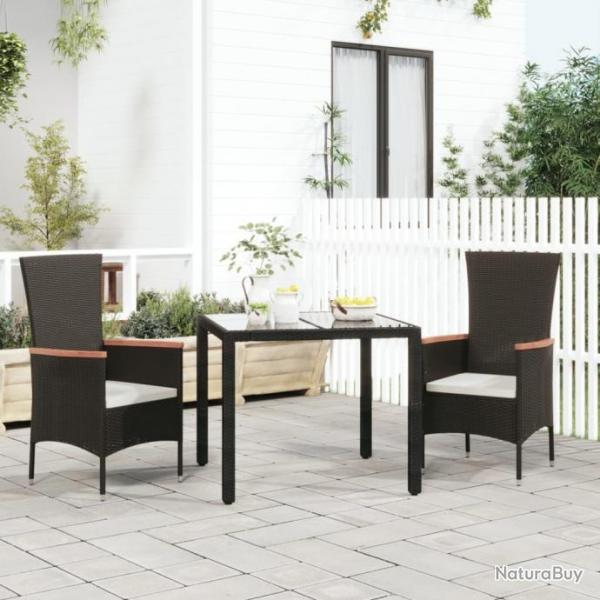 Chaises de jardin lot de 2 avec coussins Rsine tresse Noir alsavelo