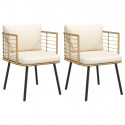Chaises de jardin lot de 2 avec coussins naturel résine tressée alsavelo