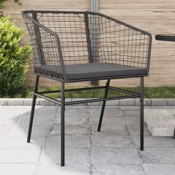 Chaises de jardin lot de 2 avec coussins noir résine tressée alsavelo