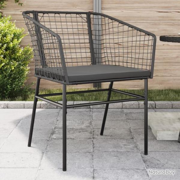 Chaises de jardin lot de 2 avec coussins noir rsine tresse alsavelo