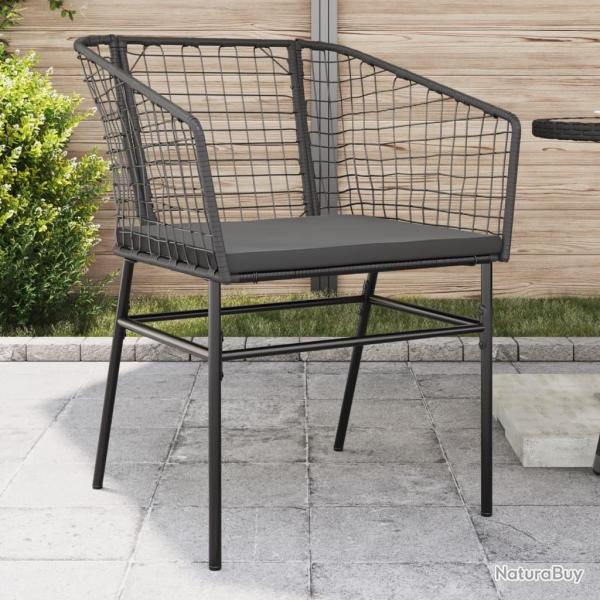 Chaises de jardin lot de 2 avec coussins noir rsine tresse alsavelo