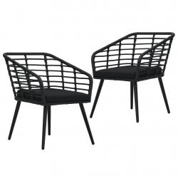 Chaises de jardin lot de 2 avec coussins Résine tressée Noir alsavelo