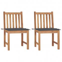 Chaises de jardin lot de 2 avec coussins Bois de teck massif alsavelo