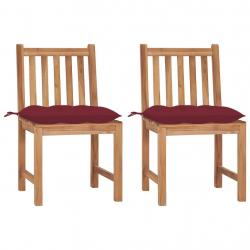 Chaises de jardin lot de 2 avec coussins Bois de teck massif alsavelo
