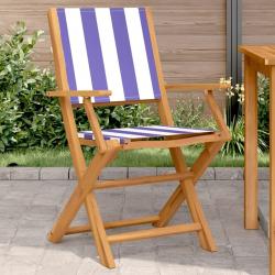 Chaises de jardin lot de 2 bleu/blanc bois acacia massif tissu alsavelo