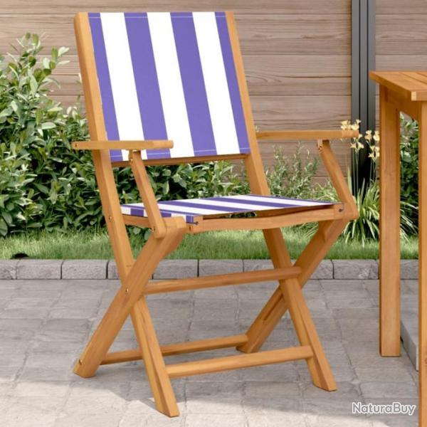 Chaises de jardin lot de 2 bleu/blanc bois acacia massif tissu alsavelo