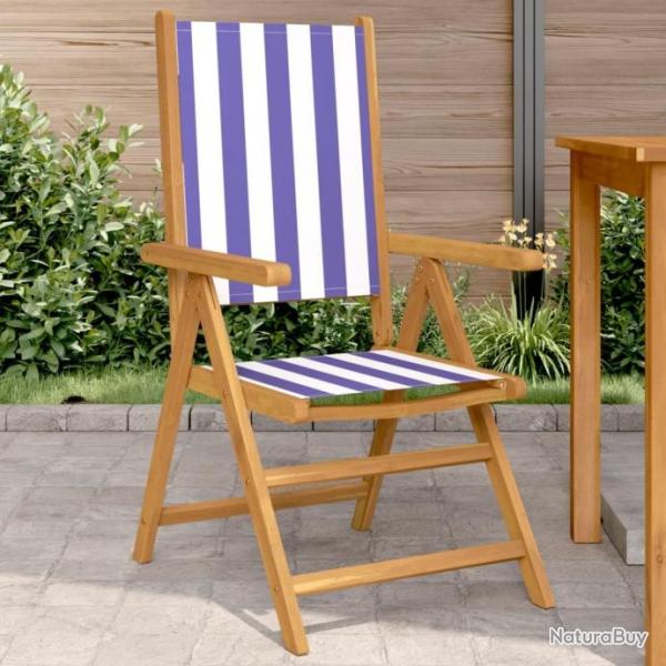 Chaises de jardin lot de 2 bleu/blanc bois acacia massif tissu alsavelo