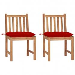 Chaises de jardin lot de 2 avec coussins Bois de teck massif alsavelo