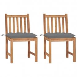 Chaises de jardin lot de 2 avec coussins Bois de teck massif alsavelo