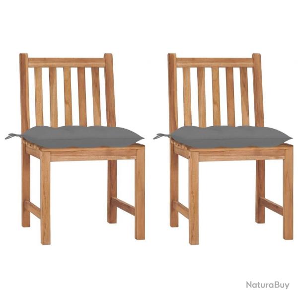 Chaises de jardin lot de 2 avec coussins Bois de teck massif alsavelo