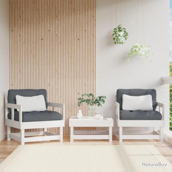 Chaises de jardin lot de 2 blanc bois massif de pin