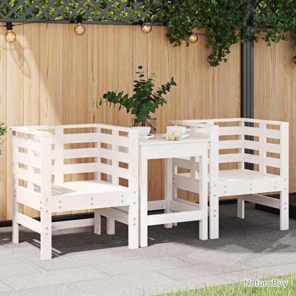 Chaises de jardin lot de 2 blanc 61,5x53x71 cm bois pin massif alsavelo