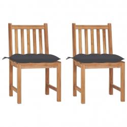 Chaises de jardin lot de 2 avec coussins Bois de teck massif alsavelo