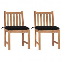 Chaises de jardin lot de 2 avec coussins Bois de teck massif alsavelo