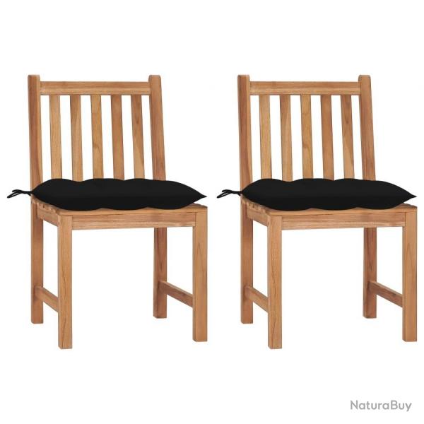 Chaises de jardin lot de 2 avec coussins Bois de teck massif alsavelo