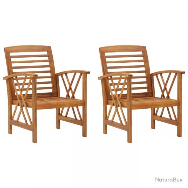 Chaises de jardin lot de 2 Bois d'acacia massif