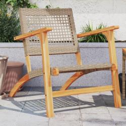 Chaises de jardin lot de 2 beige résine tressée bois d'acacia alsavelo