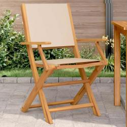 Chaises de jardin lot de 2 beige bois d'acacia massif et tissu alsavelo
