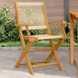 Chaises de jardin lot de 2 beige bois d'acacia et polypropylène alsavelo