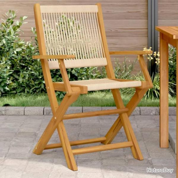 Chaises de jardin lot de 2 beige bois d'acacia et polypropylne