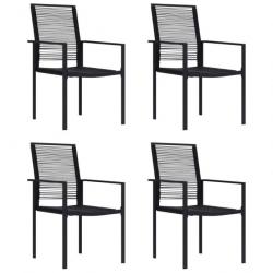 Chaises de jardin lot de 4 Rotin PVC Noir