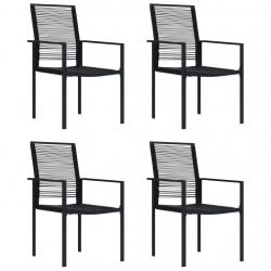 Chaises de jardin lot de 4 Rotin PVC Noir alsavelo