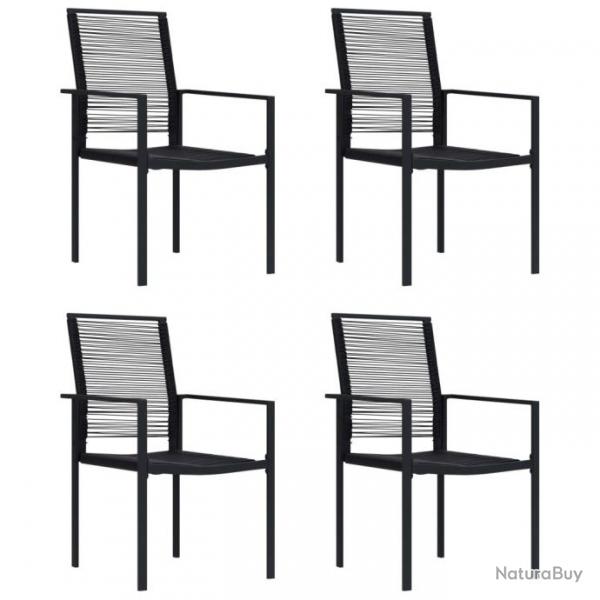 Chaises de jardin lot de 4 Rotin PVC Noir