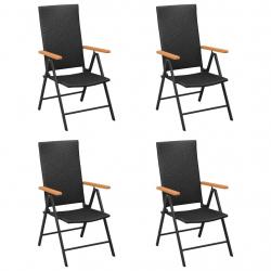 Chaises de jardin lot de 4 Résine tressée Noir alsavelo