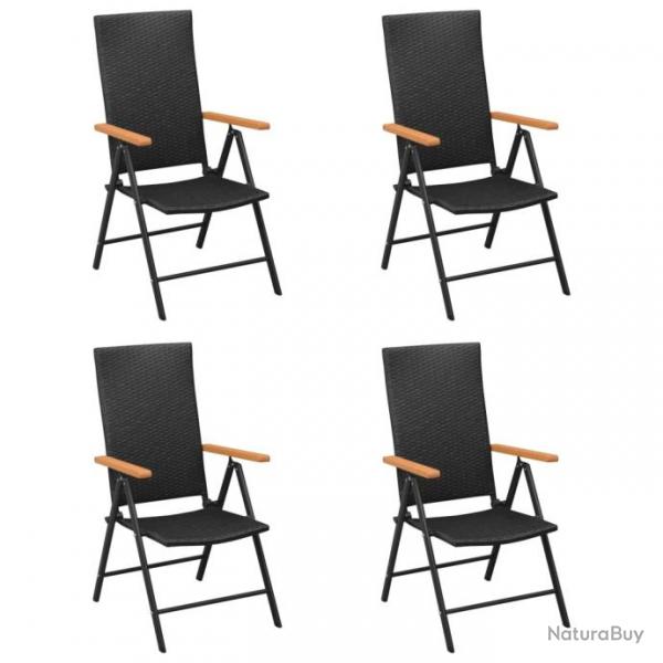 Chaises de jardin lot de 4 Rsine tresse Noir