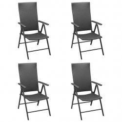 Chaises de jardin lot de 4 Résine tressée Noir alsavelo