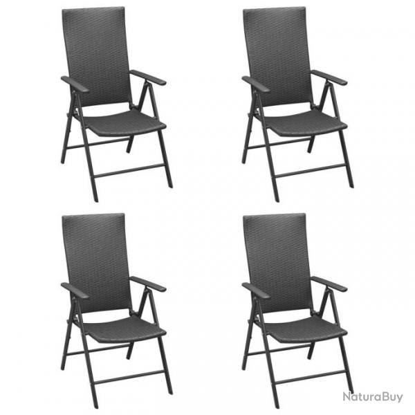 Chaises de jardin lot de 4 Rsine tresse Noir